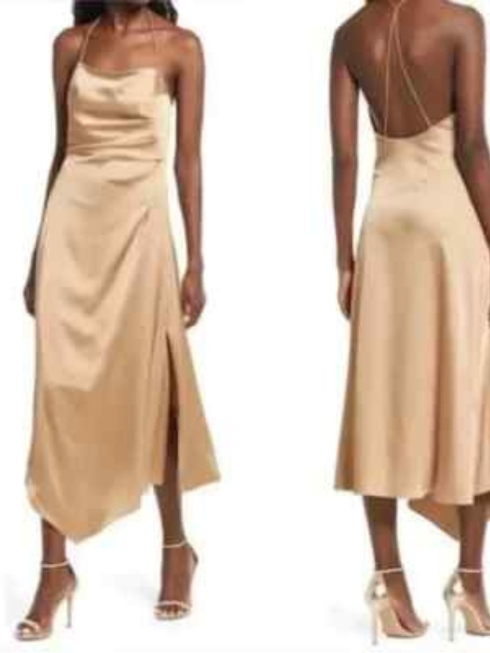 Significant Other Gold‎ Asymmetric Midi Dress NWT Size 8